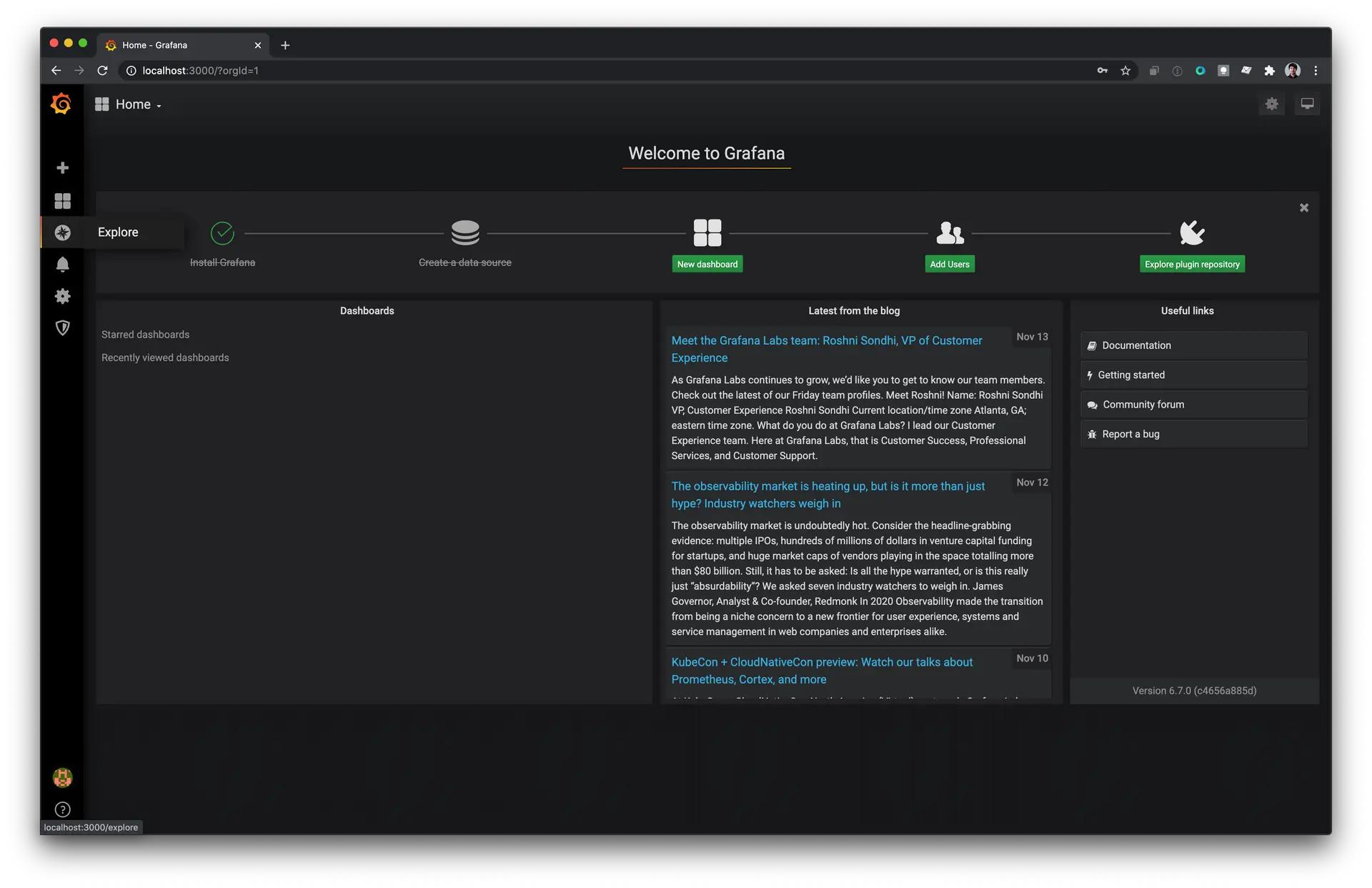 Grafana dashboard showing Loki